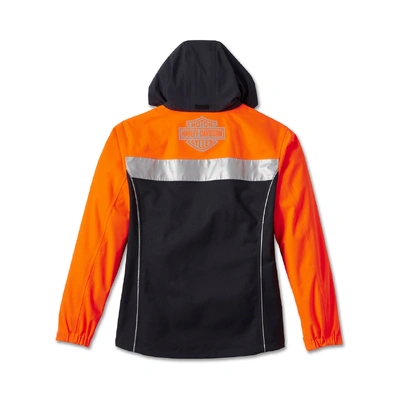 Harley-Davidson Womens Full Speed II Waterproof Colourblocked Rain Jacket - Black/Orange