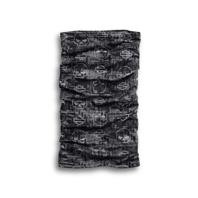 Printed Neck Gaiter with CoolCore Technology - Black/Grey - OSFM
