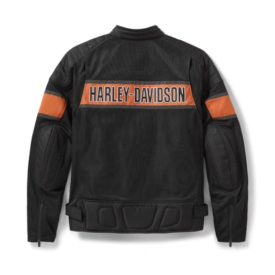 Harley-Davidson Mens Trenton Mesh Riding Jacket - Colorblock - Harley Black/Vintage Orange