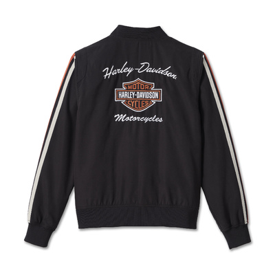 Womens Iconic Seeve Stripe Bomber Jacket - Black Beauty