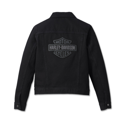 Womens Essential Bar &amp; Shield Denim Jacket - Black Denim