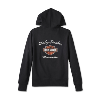 Womens Special Bar &amp; Shield Zip Front Hoodie - Black Beauty