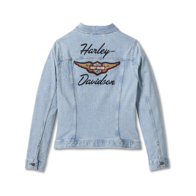 Harley-Davidson Silver Wing Womens Stretch Denim Jacket - Light Indigo
