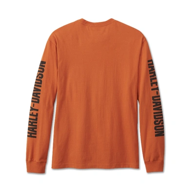 Harley-Davidson Mens Bar &amp; Shield Long Sleeve Tee - Vintage Orange