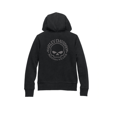 Womens Special Skull Zip Front Hoodie - Black Beauty