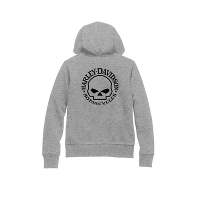 Womens Special Skull Zip Front Hoodie - Heather Grey