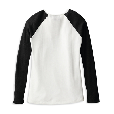 Womens Hallmark Thermal Knit Top - Colorblocked/Cloud Dancer