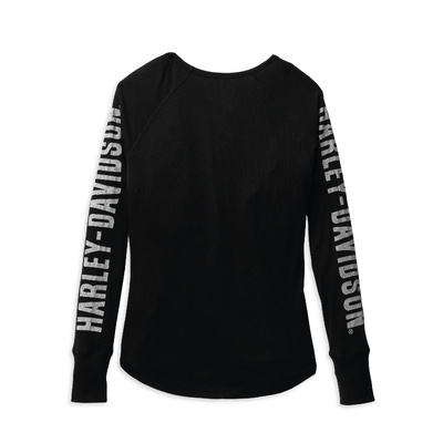 Harley-Davidson Women&#39;s Authentic Bar &amp; Shield Rib-Knit Top - Black Beauty 2