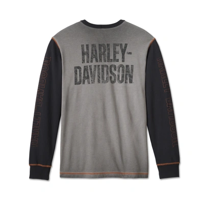Harley-Davidson Mens Iron Bar Henley - Colorblocked - Harley Black