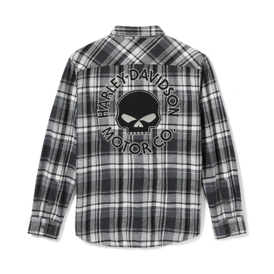 Harley-Davidson Willie G Skull Plaid Long Sleeve Shirt - Harley Black/Ghost Grey