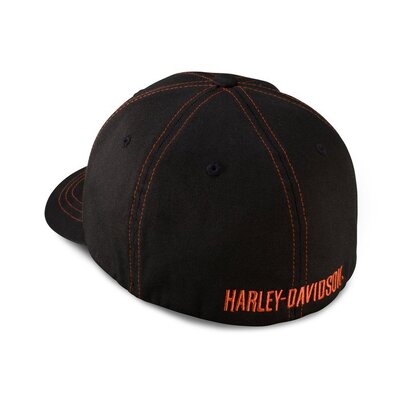 Mens  Contrast Stitch Logo Stretch Cap - Black