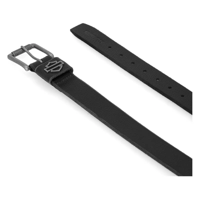 Harley-Davidson Mens Die Cut Open Bar &amp; Shield Genuine Leather Belt - Black