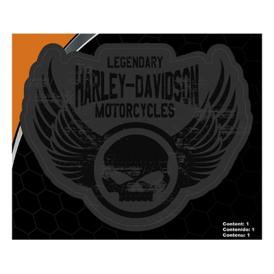 Harley-Davidson Winged Willie G Skull Logo Decal - Shiny/Matte Black - 6 x 8in