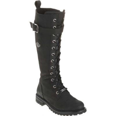Harley-Davidson Womens Savannah 14-Inch Leather Motorcycle Boots - Black