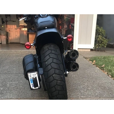 Curved Vertical Side Mount Number Plate Frame - Gloss Black. Fits Softail 2018up