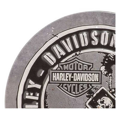 Harley-Davidson Embossed Dirt Track Racer Logo Round Tin Sign - 12 inches