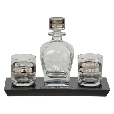 Harley-Davidson Bar &amp; Shield Logo Glass Decanter &amp; Whiskey Glasses Set - 23 oz