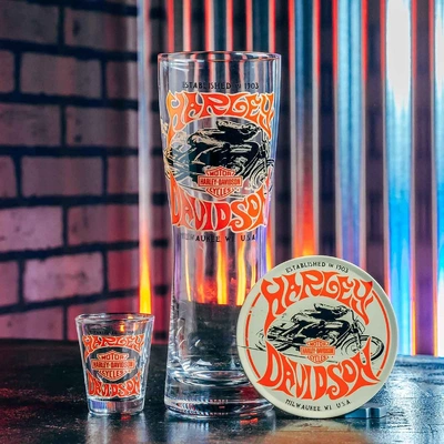 Harley-Davidson 1970s Racer Pilsner / Shot Glass Gift Set