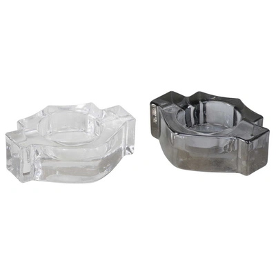 Harley-Davidson Bar &amp; Shield Shaped Tea Light Candle Holder Set - Clear/Grey