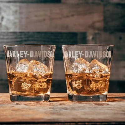 Harley-Davidson Etched Rocks Glass Set