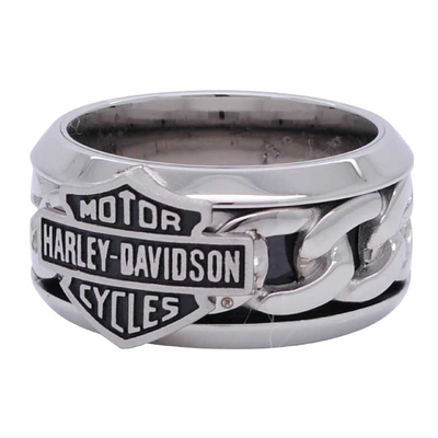 Harley-Davidson Mens Steel Chain Bar &amp; Shield Ring - Stainless Steel