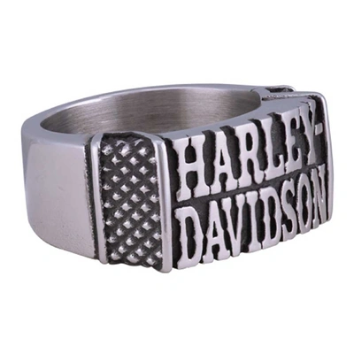 Harley-Davidson Mens Western H-D Band Ring - Antique Stainless Steel