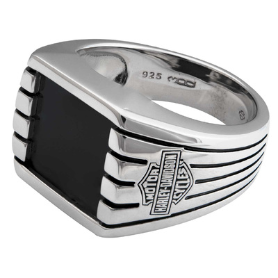 Harley-Davidson Bar &amp; Shield Steel Lines Ring - Polished Stainless Steel - 13