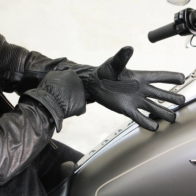 Johnny Reb Epping Leather Perforated Gloves - Black