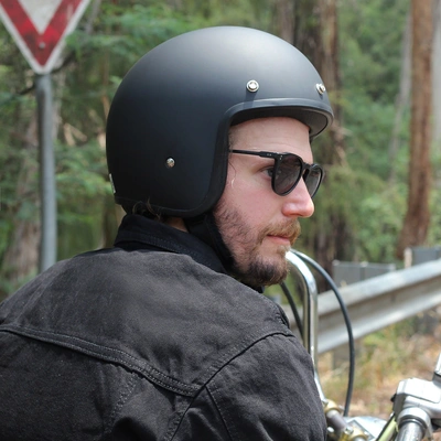 Johnny Reb Olga Open Face Helmet - Matte Black/Brown Lining - Matte Black