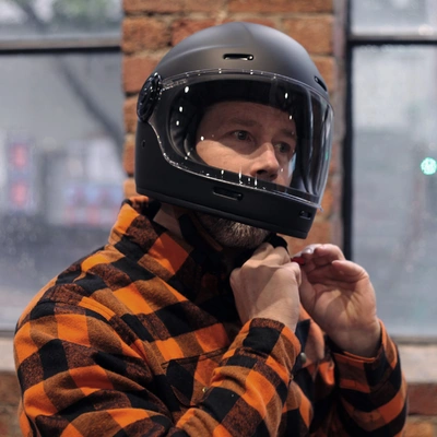 Johnny Reb Lyell Full Face Helmet - Matte Black/Brown Lining - Black