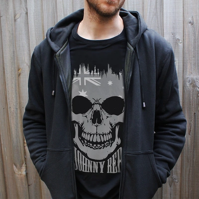 Johnny Reb Aussie Skull T-Shirt - Black