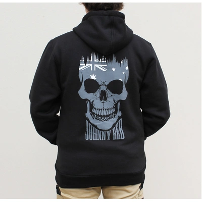 Johnny Reb Mens Aussie Skull Full-Zip Hoodie - Black