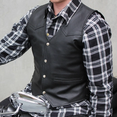 Johnny Reb Mens Tasman Leather Vest - Black