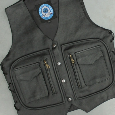 Johnny Reb Mens Kangaroo Valley Leather Vest - Black