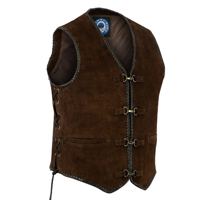 Johnny Reb Mens Gillies Suede Vest - Brown