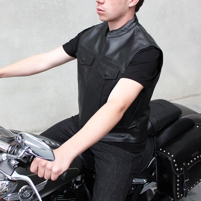 Johnny Reb Mens Pacific Leather Vest - Black