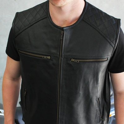 Johnny Reb Mens Savage River Leather Vest - Black