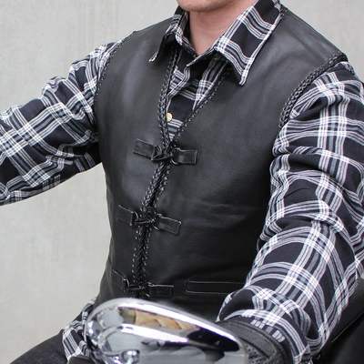 Johnny Reb Mens Murray Leather Vest - Black