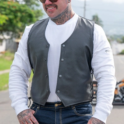 Johnny Reb Mens Plenty Leather Vest - Black