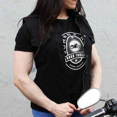 Johnny Reb Womens Glenbrook Protective Denim Vest - Black