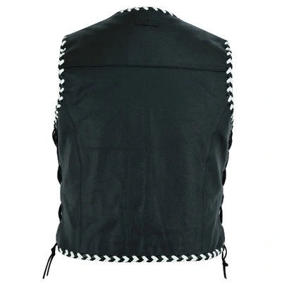 Johnny Reb Mens Springbrook Leather Vest - Black/White