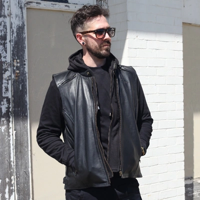 Johnny Reb Mens Hawkesbury Leather Vest - Black