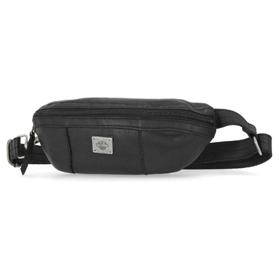 Harley-Davidson Womens Washed Genuine Leather Hip Bag With Adjustable Strap - Black