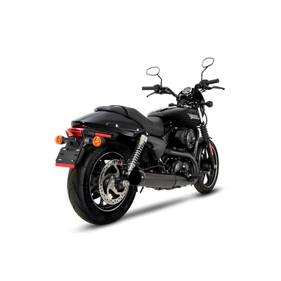 Rinehart Racing 4&quot; Slip-On Muffler - Black/Black End Cap - Harley-Davidson Street 500 15-20