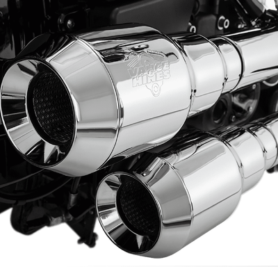 Vance &amp; Hines Hi-Output Grenades 2-2 Chrome/Chrome End Caps Dyna 06-17 (Exc Switchback)
