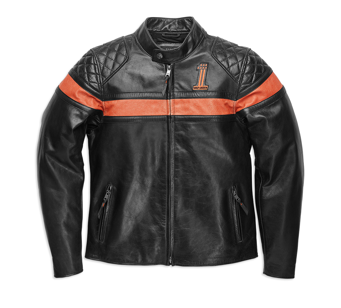 Harley Davidson Mens Victory Sweep Leather Jacket Black