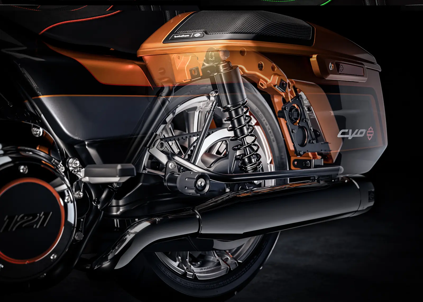 2026 CVO Street Glide Rear Suspension Beauty Shot