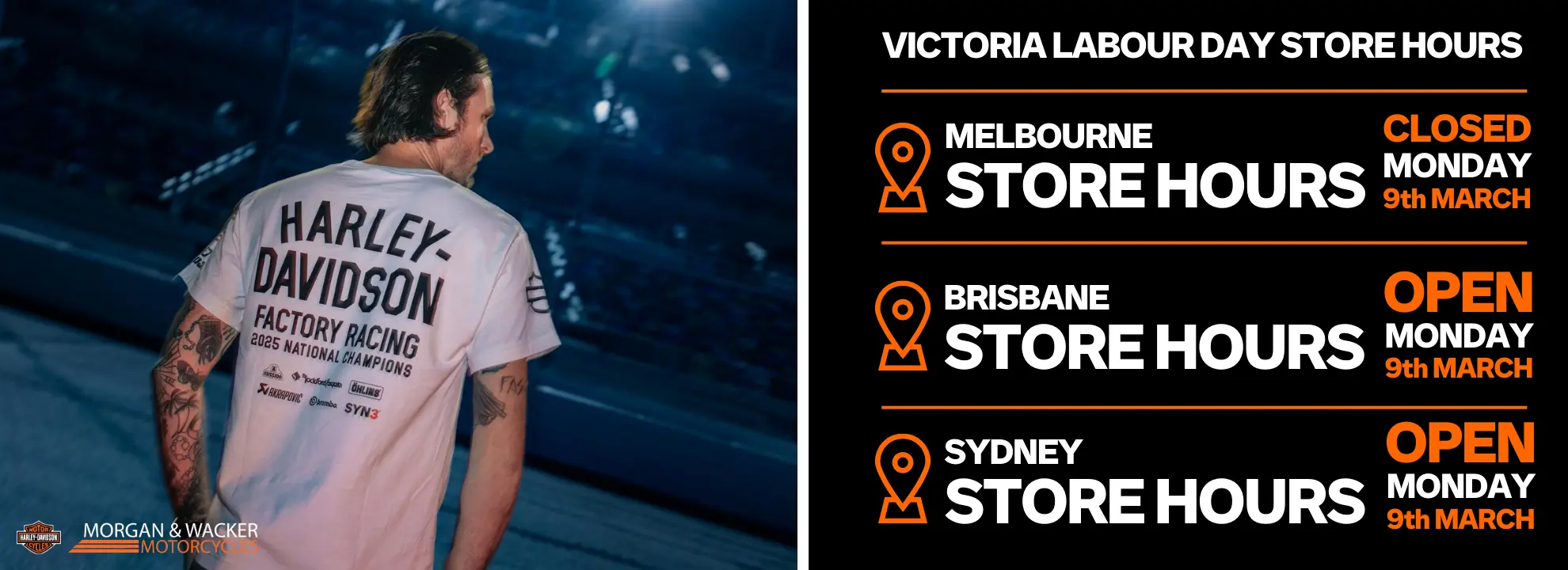 Closed Monday 9th March 2026