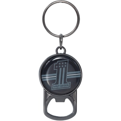 Harley-Davidson #1 Americana Logo Bottle Opener Key Chain - Gunmetal Finish - Black