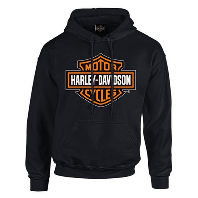 Harley-Davidson Mens Bar & Shield Pullover Fleece Hoodie - Black